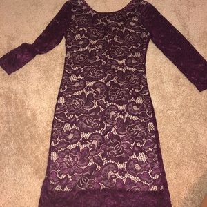 Burgundy lace cocktail dress